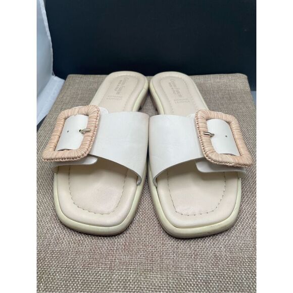 Cristina Francini Genuine Leather Sandals Cream Inez Buckle Size 8 Italian - Picture 2 of 11